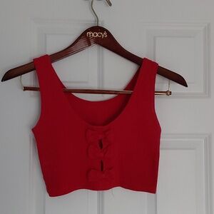Vintage Energie Red Bow-Front Crop Tank Top, Size M
